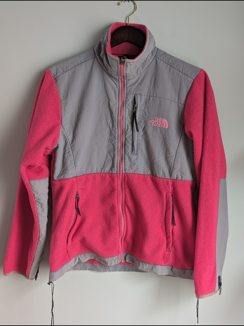 The North Face Denali Fleece Jacket Women’s Large Pink Grey Full Zip Colorblock